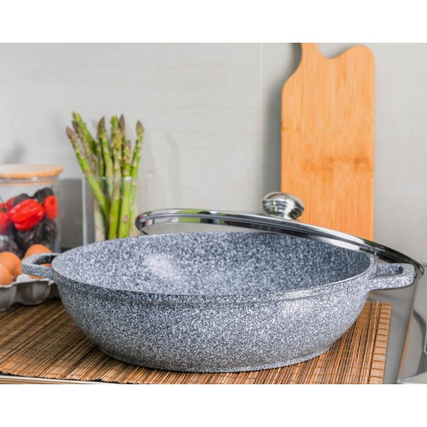 Garnek marmurowy Zilner ZL-7069 Wok 3,3L 28cm do smażenia i duszenia potraw