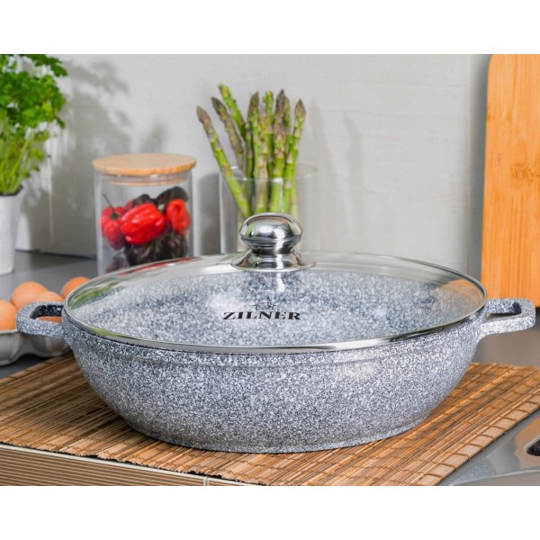 Garnek marmurowy Zilner ZL-7069 Wok 3,3L 28cm do smażenia i duszenia potraw