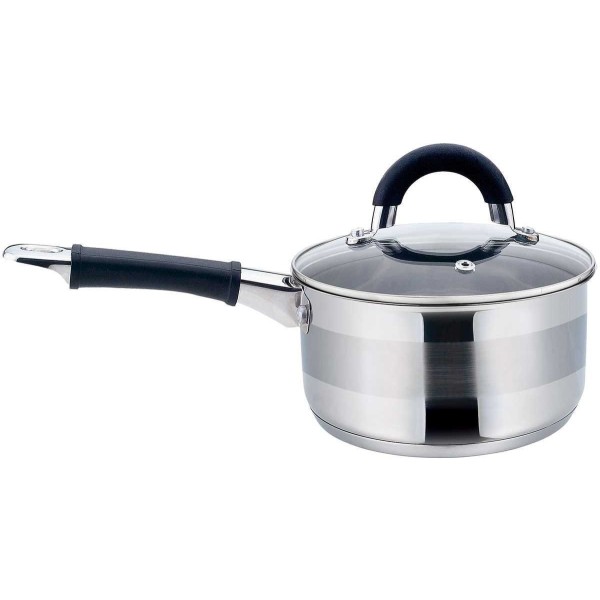 Каструля з кришкою Kinghoff KH-1255, сталева, 1.5 л, 16 см – для приготування соусів та дитячого харчування