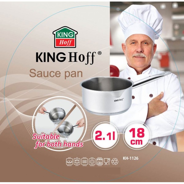 Garnek stalowy KiNGHOFF KH-1126 2.1L 18cm z podwójną wylewką do gotowania i podgrzewania
