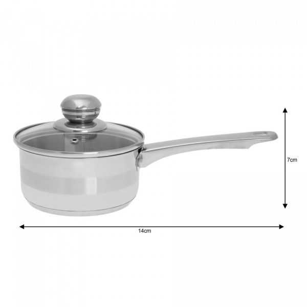 Garnek Kinghoff KH-4322 Rondel stal nierdzewna 14 cm z pokrywką, idealny do gotowania sosów i zup