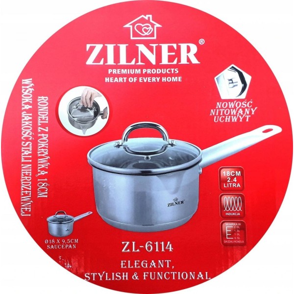Рондель Zilner ZL-6114, сталевий, 2.4 л, 18 см, з носиком для зручного наливання