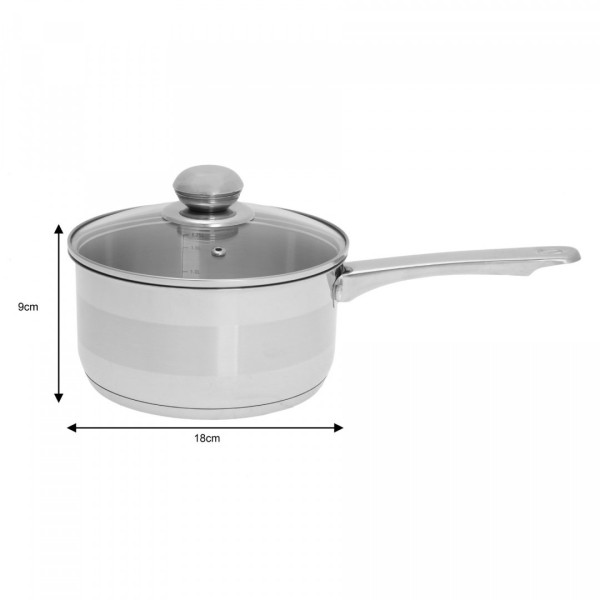 Garnek z pokrywką KiNGHOFF KH-4324 rondel stal nierdzewna 18cm do gotowania i podgrzewania