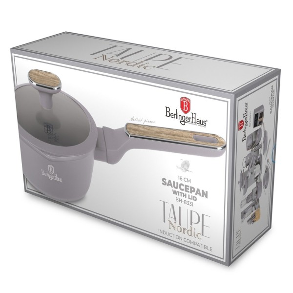 Каструля з кришкою BerlingerHaus Taupe Nordic BH-8331, 16 см, для приготування соусів та супів