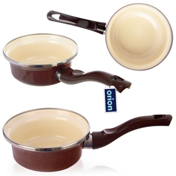 Rondel, Orion 113326 Brown – emaliowany rondel 12 cm 350 ml