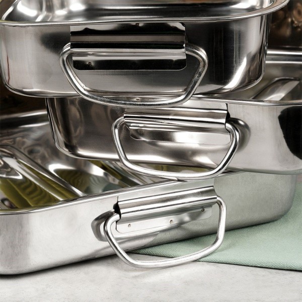 Брифтанна, EXCELLENT HOUSEWARE, 3 сталеві прямокутні форми 123718 — для запікання та сервір.