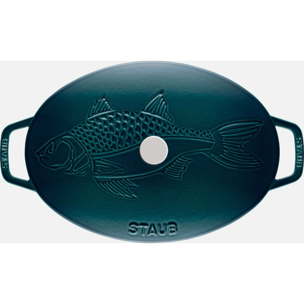 Біртванна Staub Owalna 32 cm, чавунна для запікання риби, морський колір