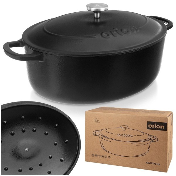 Глибока форма для випікання, LITINA, ORION 127037 гусенниця чавунна емальована 6 л (для духовки)