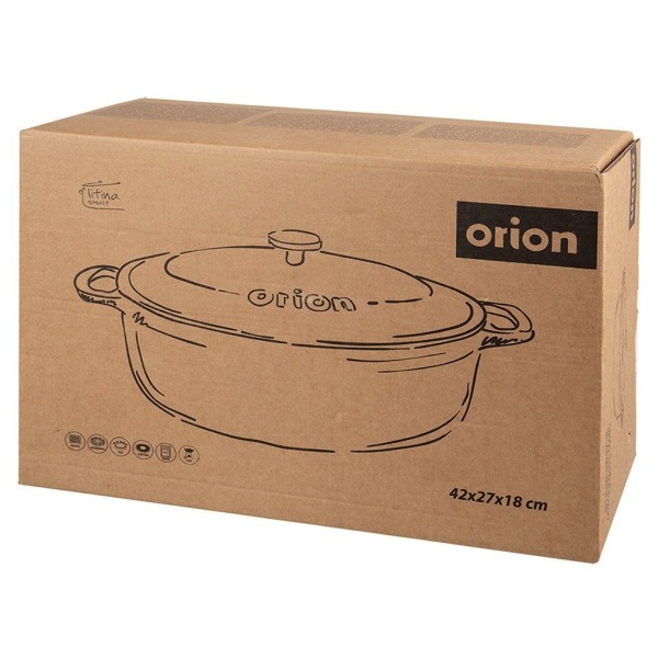 Глибока форма для випікання, LITINA, ORION 127037 гусенниця чавунна емальована 6 л (для духовки)