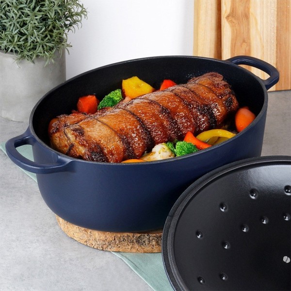 Глибока форма для випікання, LITINA, ORION 127037 гусенниця чавунна емальована 6 л (для духовки)