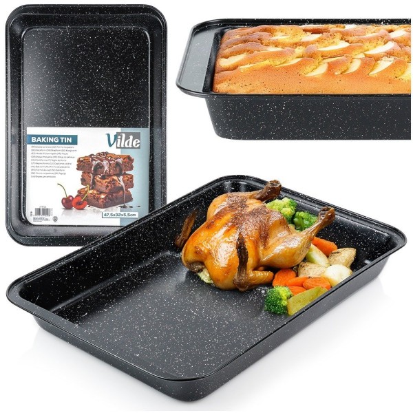 Brytfanna VILDE 279026 — brytfanna do piekarnika 47,5×32×5,5 cm, granitowa