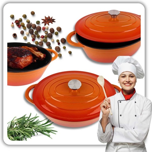 Чавунна емальована гуска для запікання HAGE ORANGE 6L (6 л)