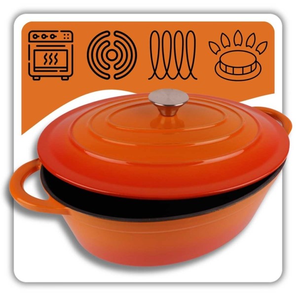 Чавунна емальована гуска для запікання HAGE ORANGE 6L (6 л)