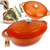 Чавунна емальована гуска для запікання HAGE ORANGE 6L (6 л)