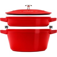 Brytfanna Staub zestaw 2 naczyń 24 cm z pokrywką czerwona