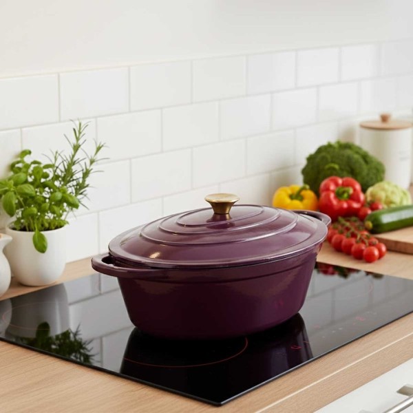 Эмалірована чавунна бріфтанна гусникова HAGE EGGPLANT (6 л)