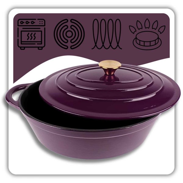 Эмалірована чавунна бріфтанна гусникова HAGE EGGPLANT (6 л)