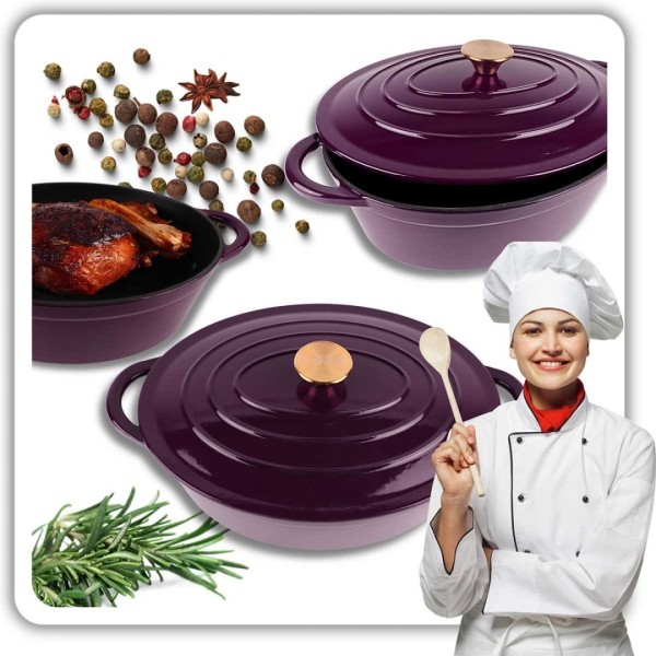 Эмалірована чавунна бріфтанна гусникова HAGE EGGPLANT (6 л)