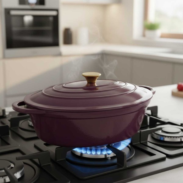 Эмалірована чавунна бріфтанна гусникова HAGE EGGPLANT (6 л)