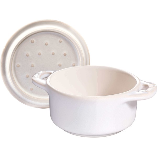 Mini brytfanna Staub Gift Giving okrągła 200 ml kość słoniowa do pieczenia i podawania produktów