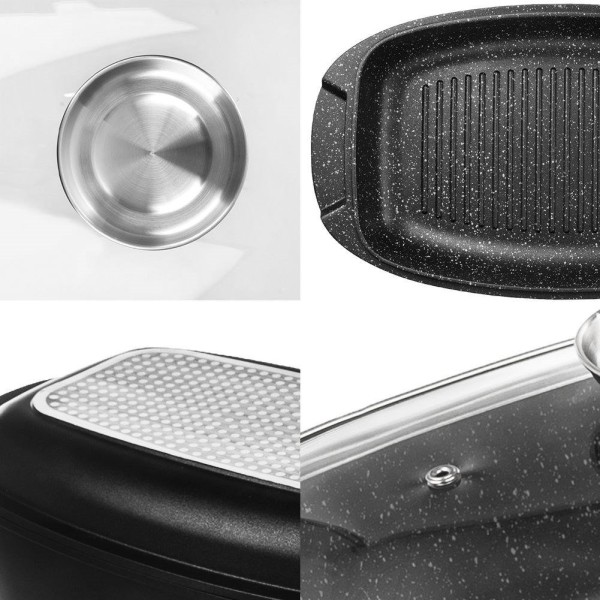 Brytfanna do piekarnika ORION GRANDE 127025 3w1 gęsiarka z pokrywką granit 5L 39x22cm