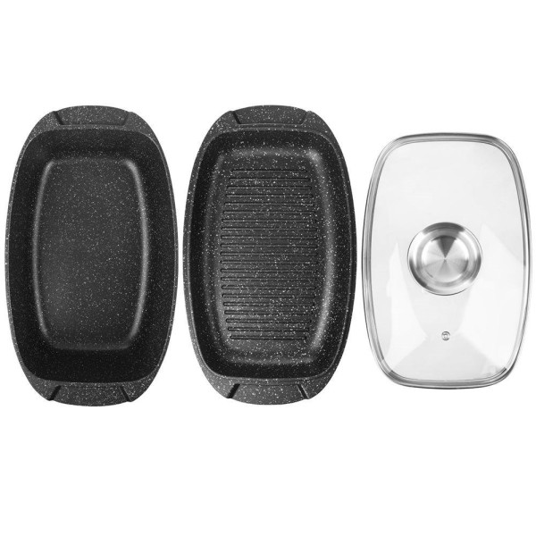 Brytfanna do piekarnika ORION GRANDE 127025 3w1 gęsiarka z pokrywką granit 5L 39x22cm