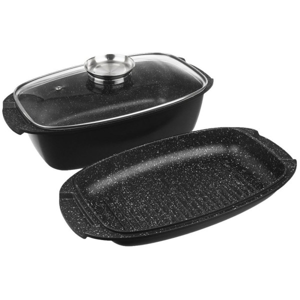 Brytfanna do piekarnika ORION GRANDE 127025 3w1 gęsiarka z pokrywką granit 5L 39x22cm