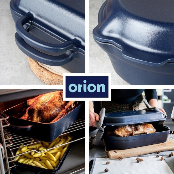 Brytfanna LITINA ORION 127038 — gęsiarka żeliwna emaliowana 2w1 do piekarnika 4/2L