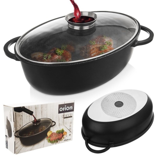 Brytfanna ORION GRANDE 127028 — gęsiarka owalna do piekarnika, granitowa 8L 45×27,5 cm