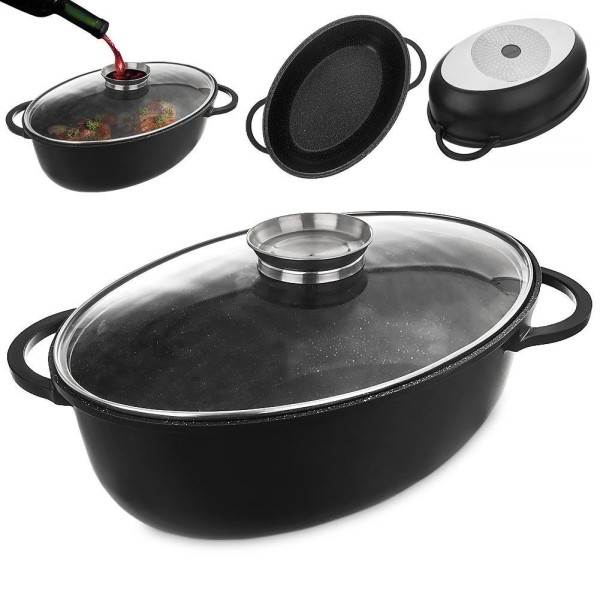 Brytfanna ORION GRANDE 127028 — gęsiarka owalna do piekarnika, granitowa 8L 45×27,5 cm