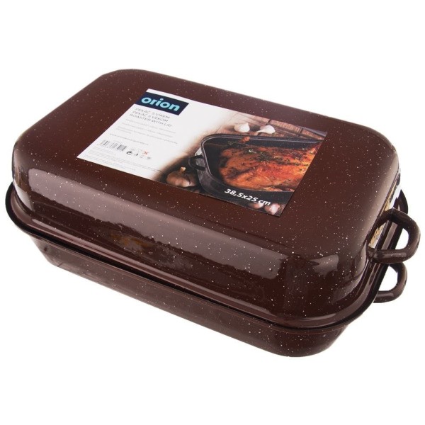 Brytfanna ORION 127022 gęsiarka emaliowana z pokrywką do piekarnika prostokątna 4L