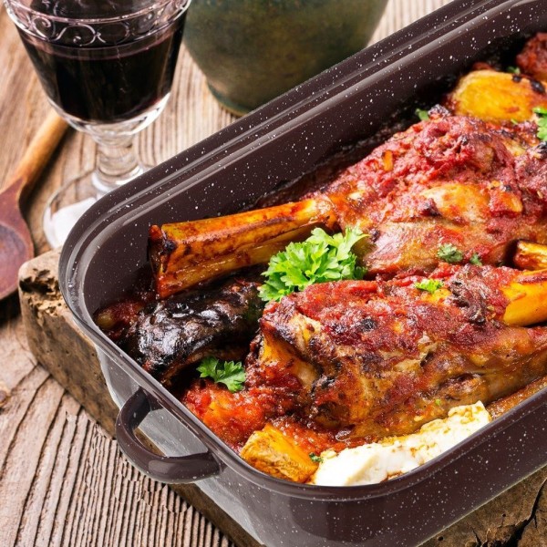 Brytfanna ORION 127022 gęsiarka emaliowana z pokrywką do piekarnika prostokątna 4L