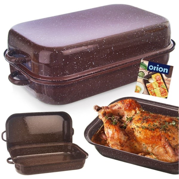 Brytfanna ORION 127021 gęsiarka emaliowana prostokątna 2,9 L z pokrywką do piekarnika