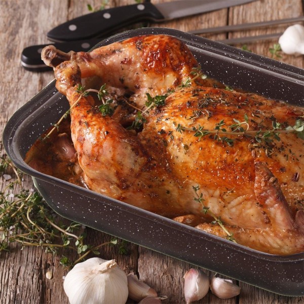 Brytfanna ORION 127021 gęsiarka emaliowana prostokątna 2,9 L z pokrywką do piekarnika