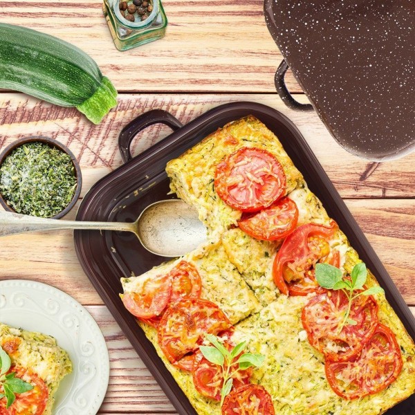 Brytfanna ORION 127021 gęsiarka emaliowana prostokątna 2,9 L z pokrywką do piekarnika