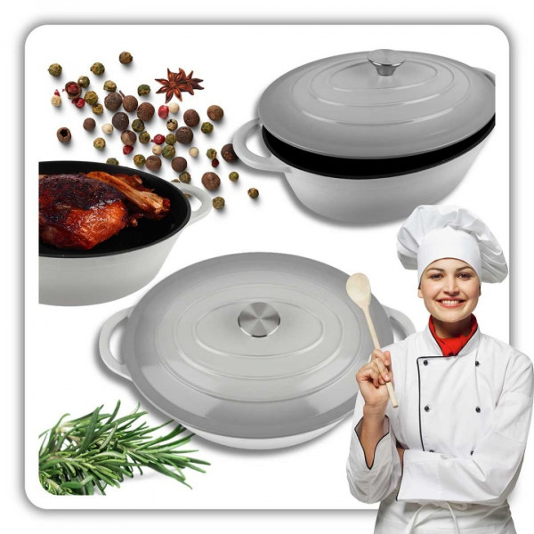 Емальована чавунна сковорода для запікання 6 л, колір HAGE сірий