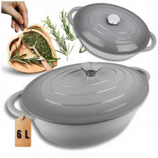 Емальована чавунна сковорода для запікання 6 л, колір HAGE сірий
