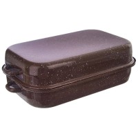 Емальована жаровня з кришкою, прямокутна, КОРИЧНЕВА, 14 л, 46x27,5 см, ORION 127023