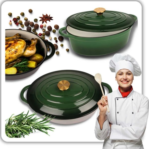 EMALIOWANA BRYTFANNA ŻELIWNA GĘSIARKA 6L HAGE ZIELONA