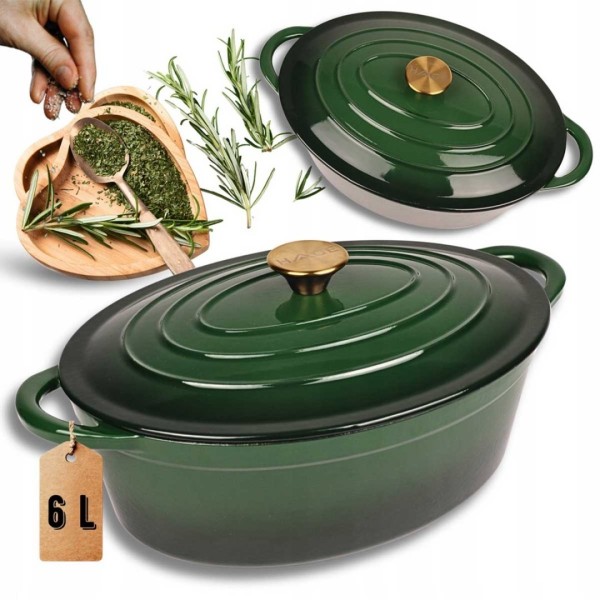 EMALIOWANA BRYTFANNA ŻELIWNA GĘSIARKA 6L HAGE ZIELONA