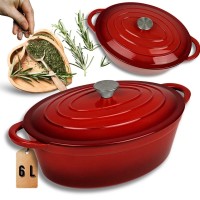 EMALIOWANA BRYTFANNA ŻELIWNA GĘSIARKA 6L HAGE CZERWONA