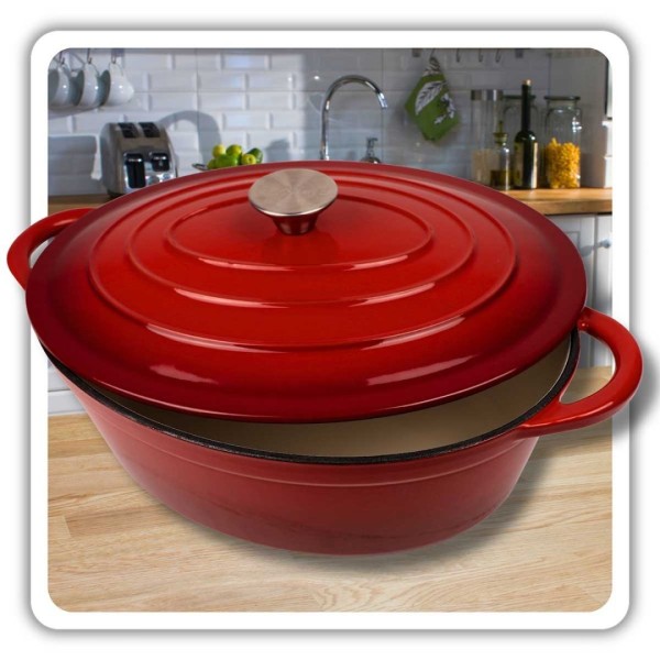 EMALIOWANA BRYTFANNA ŻELIWNA GĘSIARKA 6L HAGE CZERWONA