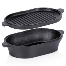 Brytfanna żeliwna Cast Line 279053 2w1 z patelnią 28x16 cm do pieczenia i smażenia