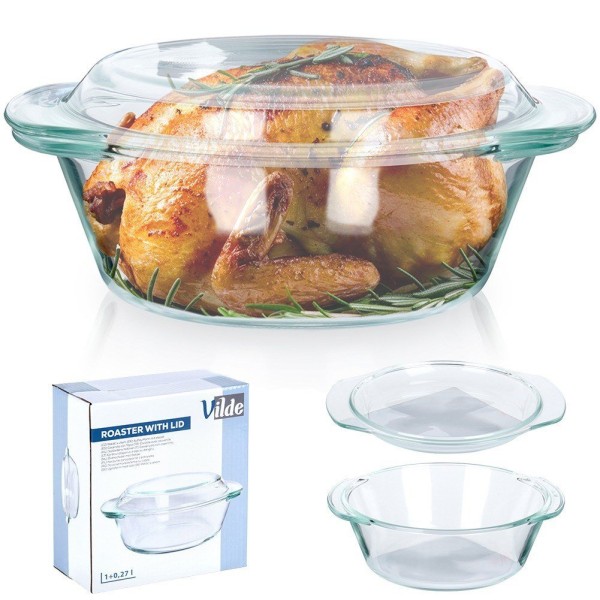 Скляне жаростійке посуд VILDE 259600, для запікання, комплект 1 л + 270 мл з кришкою