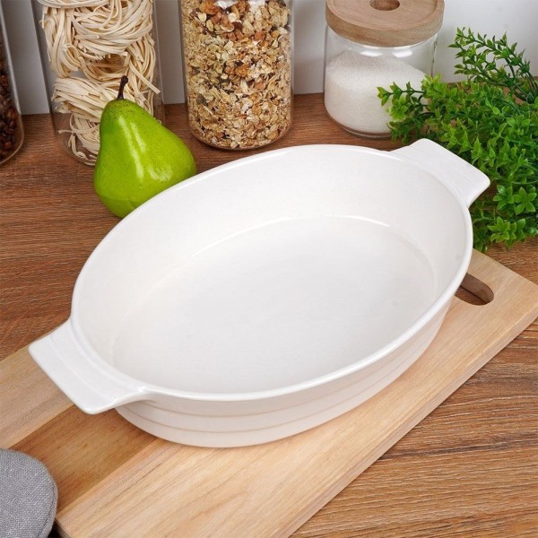 Жаростійке посудина, Alpina, Owalne 31.5×19.5×6 см — керамічна для випікання, біла
