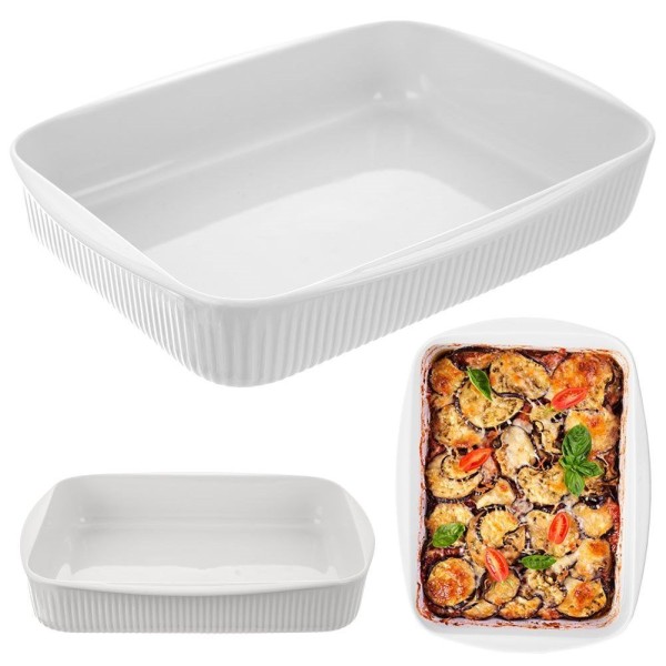 Жароміцне блюдо, ORION, 129809, порцеляна біле прямокутне 30,5×24,5×5,5 см, 2.2 л (для запікання та сервірування)
