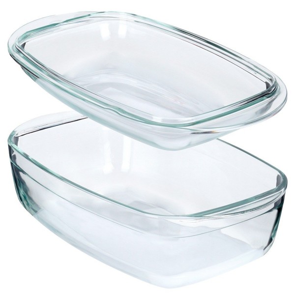 Жаростійке скляне посуд VILDE 259603, для запікання, 3 л + 1.5 л, з кришкою