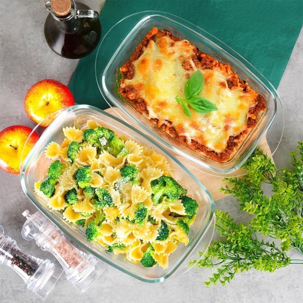 Жаростійке скляне посуд VILDE 259603, для запікання, 3 л + 1.5 л, з кришкою