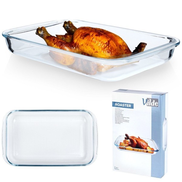 Нагрівальний посуд VILDE 259612, скляне жаростійке для запікання 39.5×24×5 см, 3 л (піч/духовка)