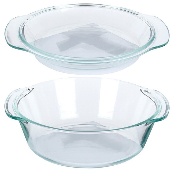 Жаростійке скляне посуд VILDE 259602, для запікання, комплект 2 л + 0.75 л з кришкою